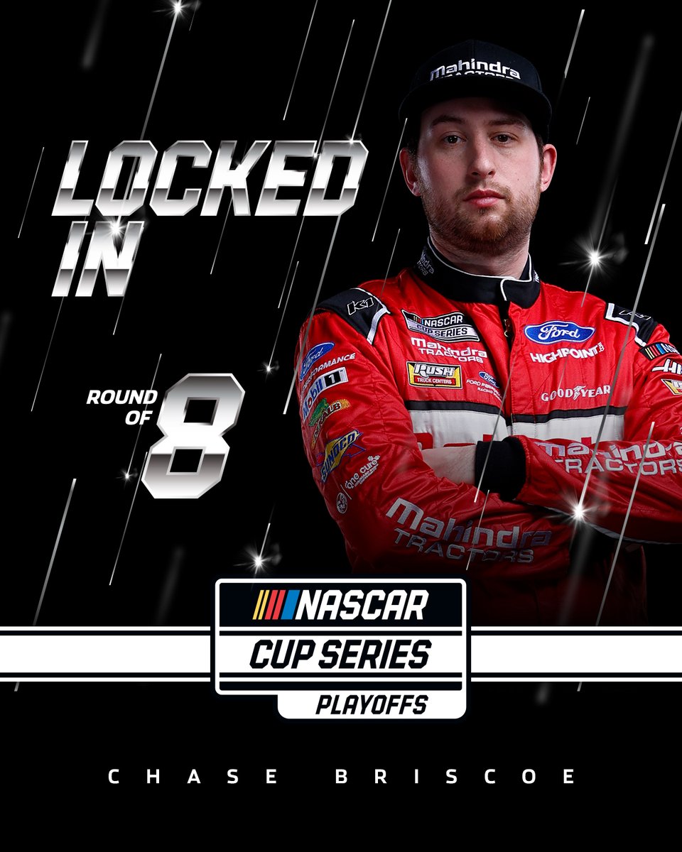 NASCAR's tweet photo. He's not done yet! 

@ChaseBriscoe_14 is through to the Round of 8! #NASCARPlayoffs https://t.co/0V6V6LnmKj