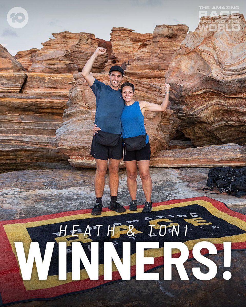 amazingrace_au's tweet photo. What an inspiration these two are! Absolutely well deserved. Congratulations Heath and Toni 🏆🏁 #AmazingRaceAU https://t.co/LPSXuVOyNI