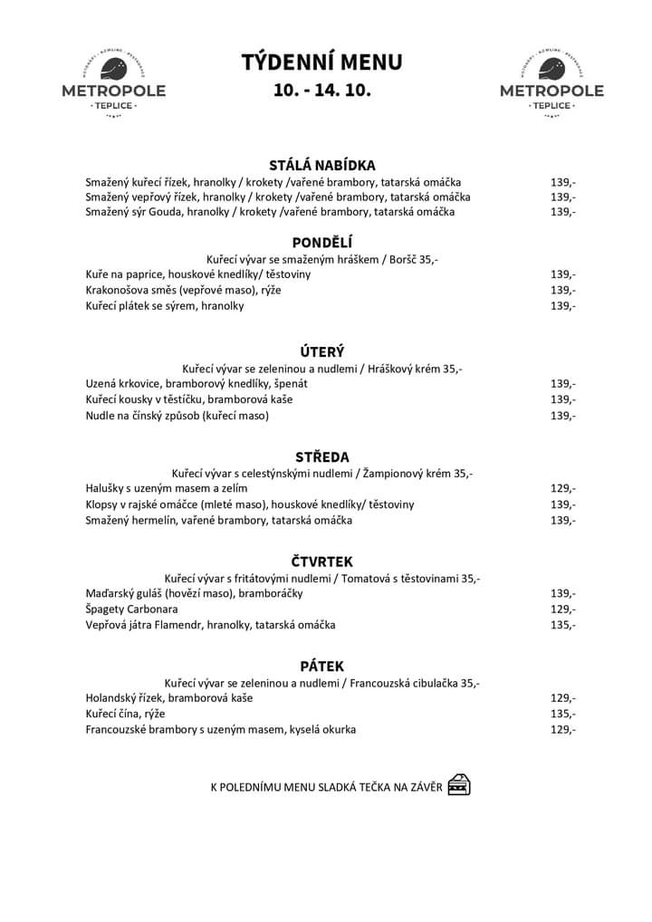 MetropoleTP's tweet image. 🍽Týdenní menu 10.-14.10.🍽