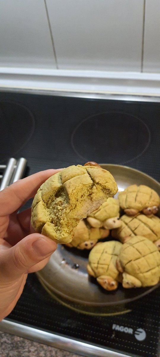 repostemis's tweet photo. Esta tarde he hecho melon bread con forma de tortuguitas y ha quedado riquísimo 😍 https://t.co/v3fFZMRWm9