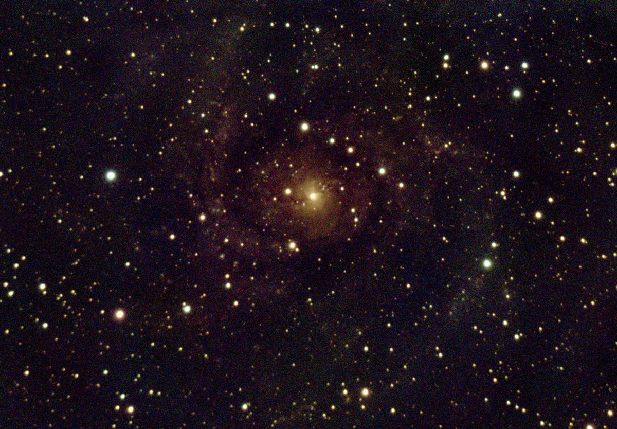 jamescryer's tweet photo. "The Hidden Galaxy" IC342. Viewed through the plane of our own galaxy, the intermediate spiral galaxy is partially obscured by the veil of interstellar dust and gas. Image taken last night. https://t.co/QuzYAJVszm