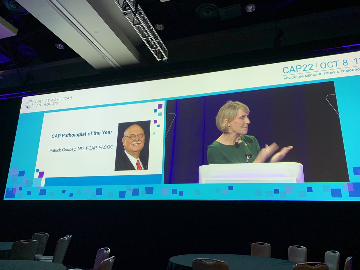 Pathologist of the year #CAP22. Also past advisor of the #RFEC. Congratulations Dr. Godbey!#pathology #PathResident