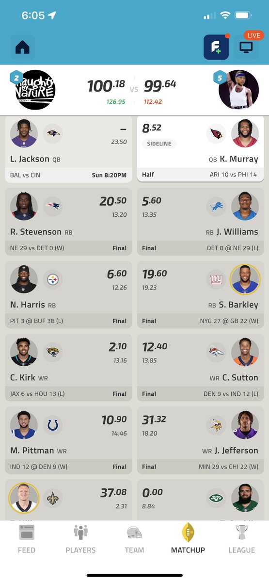 SoBeAgent's tweet photo. @FantasyPros Taysom saved my week https://t.co/4F0yosSYK6