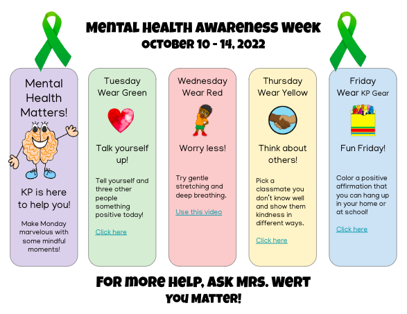 #MentalHealthAwarenessWeek is here! Join us in our efforts to promote #MentalHealthAwareness! @KPES_Principal @APpearceKPES @Media_Giron <a href="/ADickersonReadS/">Ashley Dickerson</a>