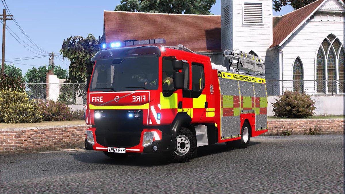 AlienModding's tweet photo. Our latest model, and one of our devs’ first convert! 

@SuffolkFire’s Volvo FL WrL, bodywork made @EOneUKLtd, recreated in GTAV by us! https://t.co/S5zQOyHPG3