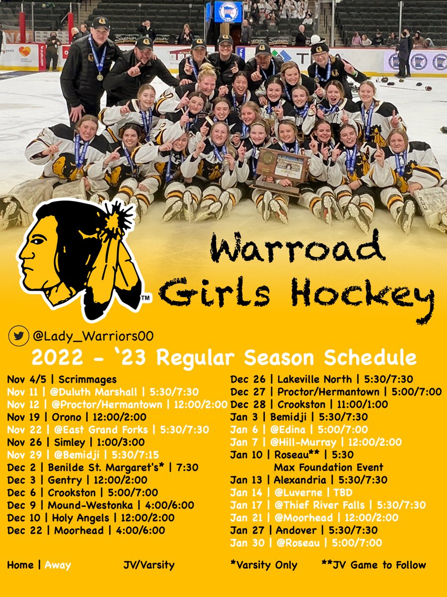 Our 2022-'23 schedule is official! 

Let's get that 4th banner. #TimeToWork #HockeyTownUSA #Warriors