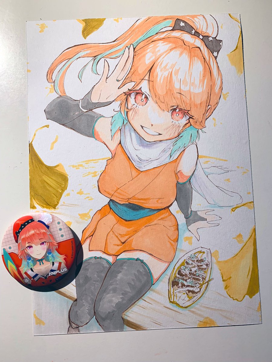 takanashi kiara 1girl thighhighs orange hair scarf smile kimono japanese clothes  illustration images