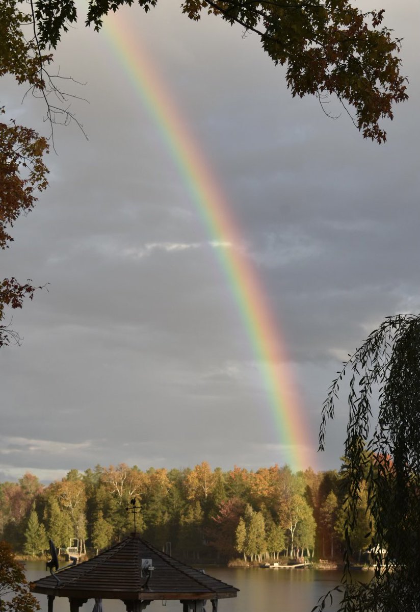 KDianePick's tweet photo. We just finished our Thanksgiving dinner tonight.  We were alone, due to COVID 😔.  This spectacular rainbow appeared. It gives us hope … rain combined with sunshine results in amazing beauty. #ThanksgivingWeekend #IAmThankfulFor #Family https://t.co/LMAGdOaY4t