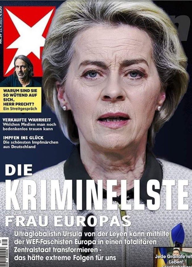LiberataItalia's tweet photo. “LA PIÙ GRANDE CRIMINALE D’EUROPA”; dalla redazione di @sternde e’ tutto, a voi la linea  👉@repubblica @Corriere @LaStampa @ilmessaggeroit @ilfoglio_it  @Libero_official @ilgiornale @DomaniGiornale @DAVIDPARENZO @giucruciani @LaZanzaraR24  @BeccioloniNet  @LaNotiziaTweet https://t.co/lDVrrHR4Vn