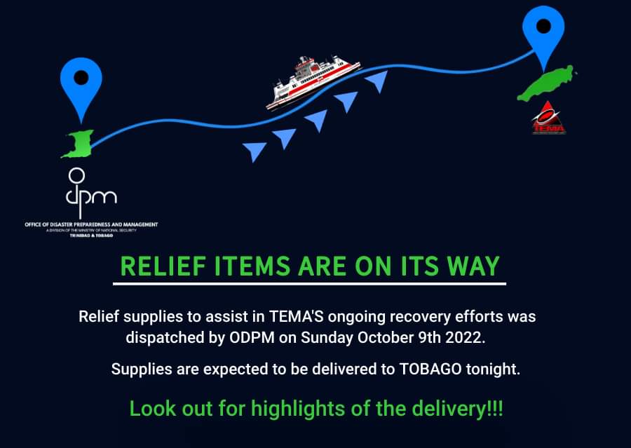 tema365's tweet photo. 𝐑𝐄𝐋𝐈𝐄𝐅 𝐒𝐔𝐏𝐏𝐋𝐈𝐄𝐒 𝐀𝐑𝐄 𝐎𝐍 𝐓𝐇𝐄𝐈𝐑 𝐖𝐀𝐘 𝐓𝐎 𝐓𝐎𝐁𝐀𝐆𝐎

Tobago will receive relief supplies to assist in our ongoing recovery efforts from the adverse weather by tonight (Sunday, 9th October 2022).  😄

Highlights coming soon!!! 💯 https://t.co/EHNrIFx6Dc