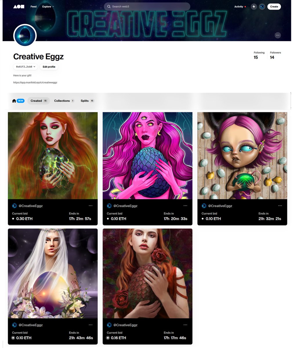 🚨UPDATE!🚨
5 LIVE AUCTIONS!

Go to our FND, the starting bid is only 0.1 $ETH

Also, don't forget to grab your free gift, which will give you special opportunities and access in the future.
TIME IS LIMITED, HURRY UP AND CLAIM IT!

links below ⬇️⬇️⬇️