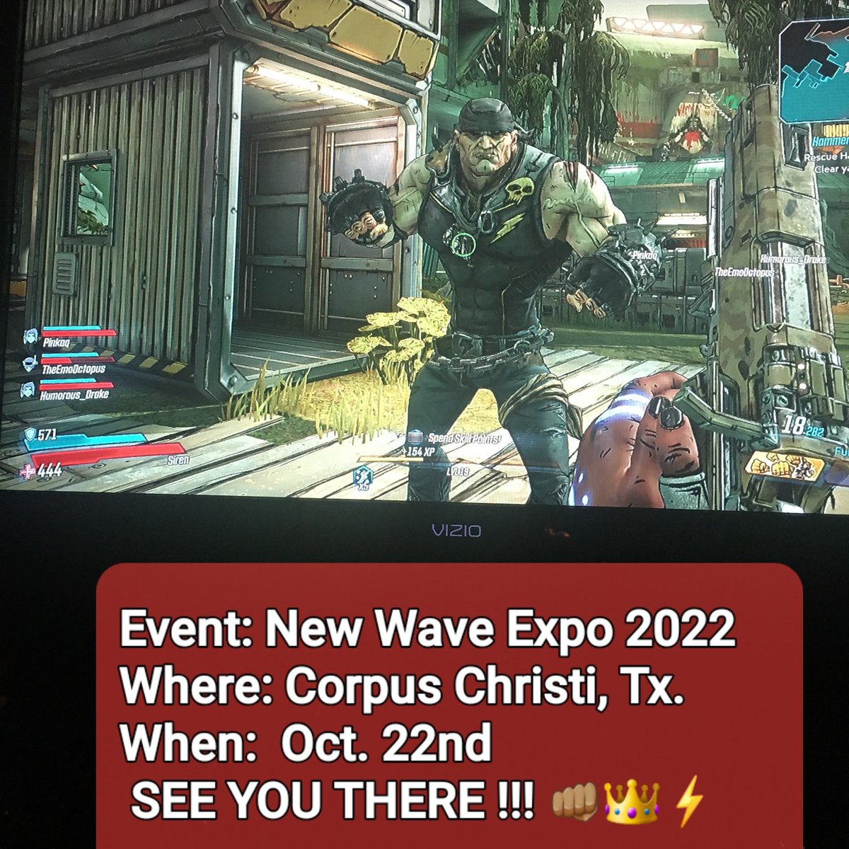TheVoiceOfBrick's tweet photo. Oct 22nd Join Me , @JimForonda, @SkiniMini07, @RBruceElliott1  at The New and Exciting, New Wave Expo in Corpus Christi, Tx. 1 Day Only!!! Thank You @PowellTalent. . #I'mHavinFun #PunchTime #Borderlands #BorderlandsSeries #BeatDown #Berserker #TEAMBRICK  #IPunchIt #Slabs #Sirens https://t.co/xPdZZ4TH35