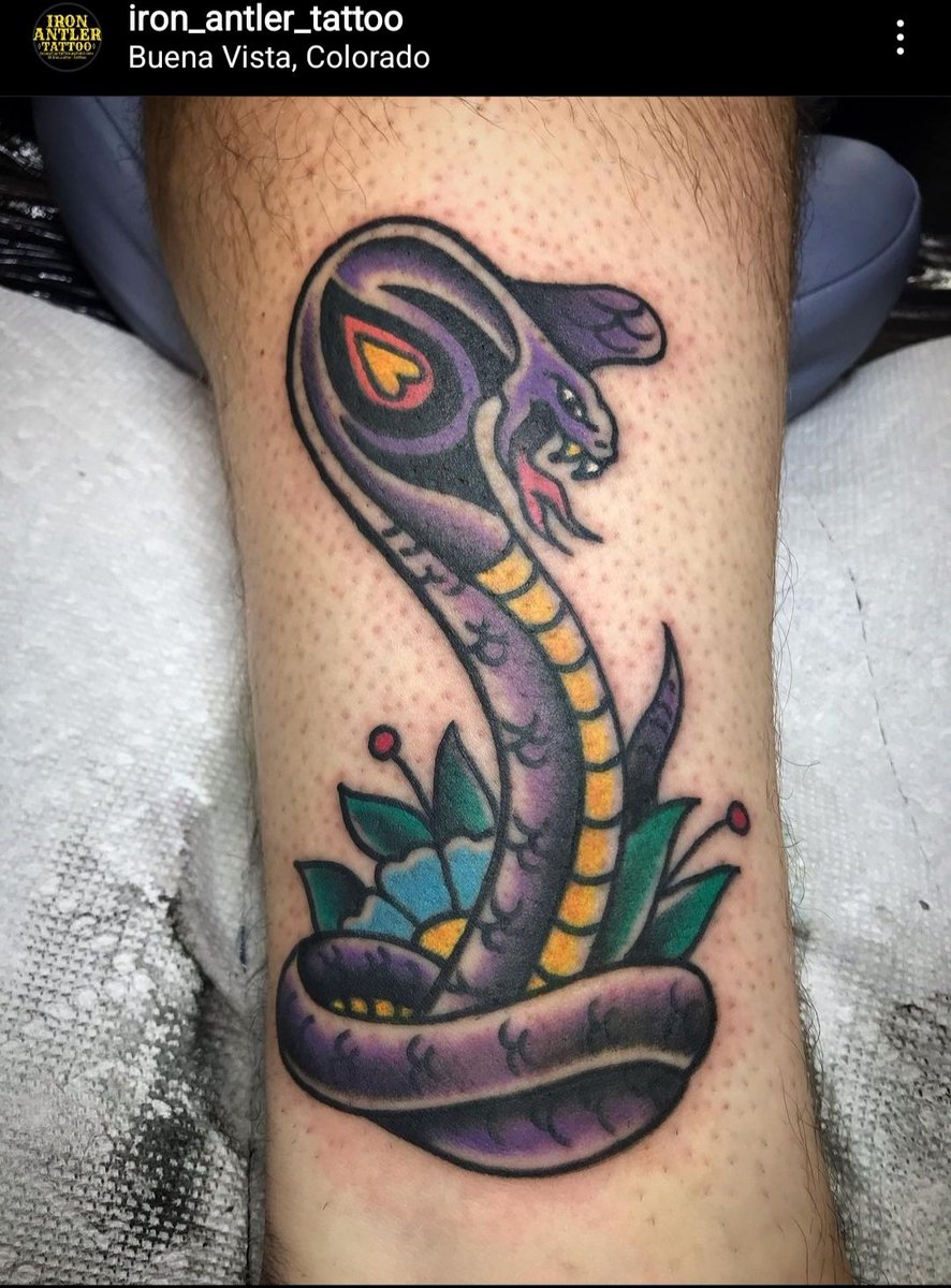 r_wag22's tweet photo. New tattoo done by my bro at his shop Iron Antler! Best snek Pokémon Arbok in traditional style. https://t.co/V9z6Z3wPcj