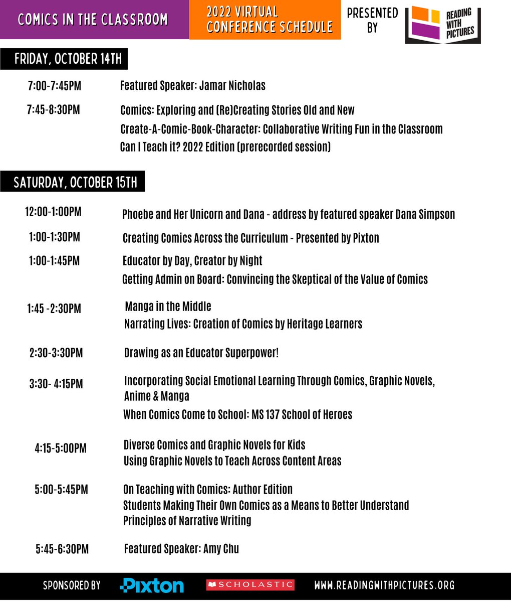 🔥 Please share 🔥 Check out the AMAZING schedule coming up in under a week! Click the link to learn more details, and to register! ➡️ bit.ly/3fYhP2Y
#comicsineducation #teachingcomics #teachingwithcomics #teachingcomicisfun #comicseducation #classroomcomics