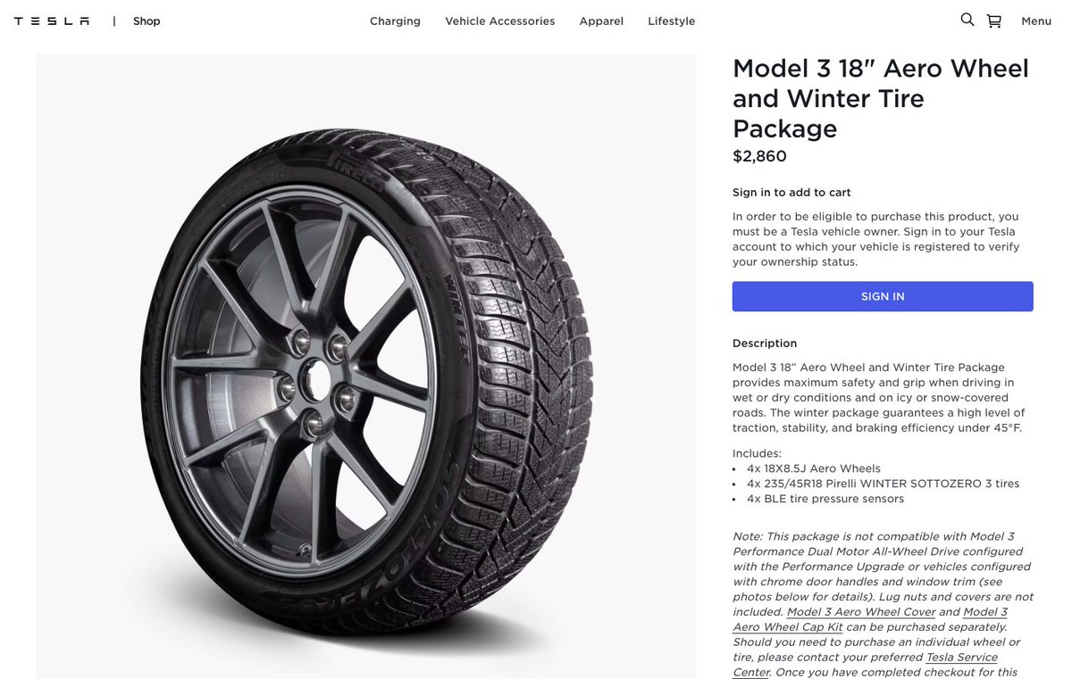 FYI — If you need a set of winter tires for your @Tesla Model 3, the 18' Aero Wheel and Winter Tire Package priced at CAD$2,860 is a great deal w/ much better value than Costco Canada. If you're also a $TSLA shareholder, it's even more of a no-brainer to buy directly from Tesla!