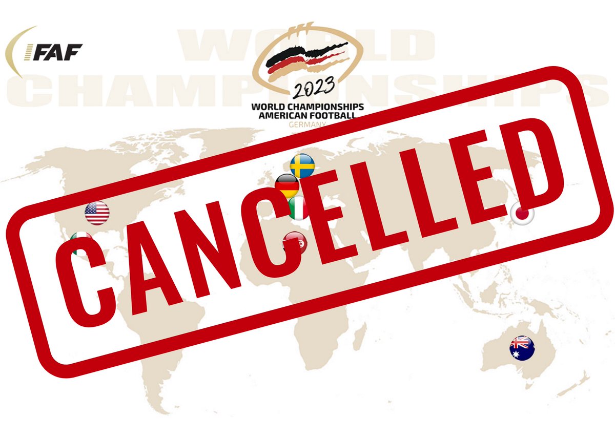 2023 Men's IFAF World Championships Cancelled.

CLICK FOR MORE...

gridirondownunder.com/2022/10/2023-i…