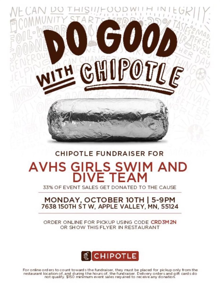 Chipotle Fundraiser Tomorrow Night 5-9pm!!!!
