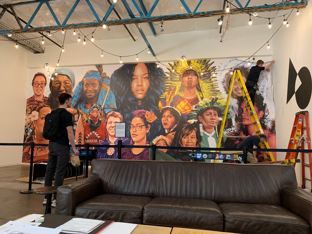 SEATTLE PEOPLE: Starting tomorrow, October 10th (Indigenous Peoples’ Day) you can swing by @kexp to see the #IPD22 installation and pick up your free posters of Indigenous women who are on the front lines uplifting culture and protecting the Earth. 
@NiaTero @amplifierart