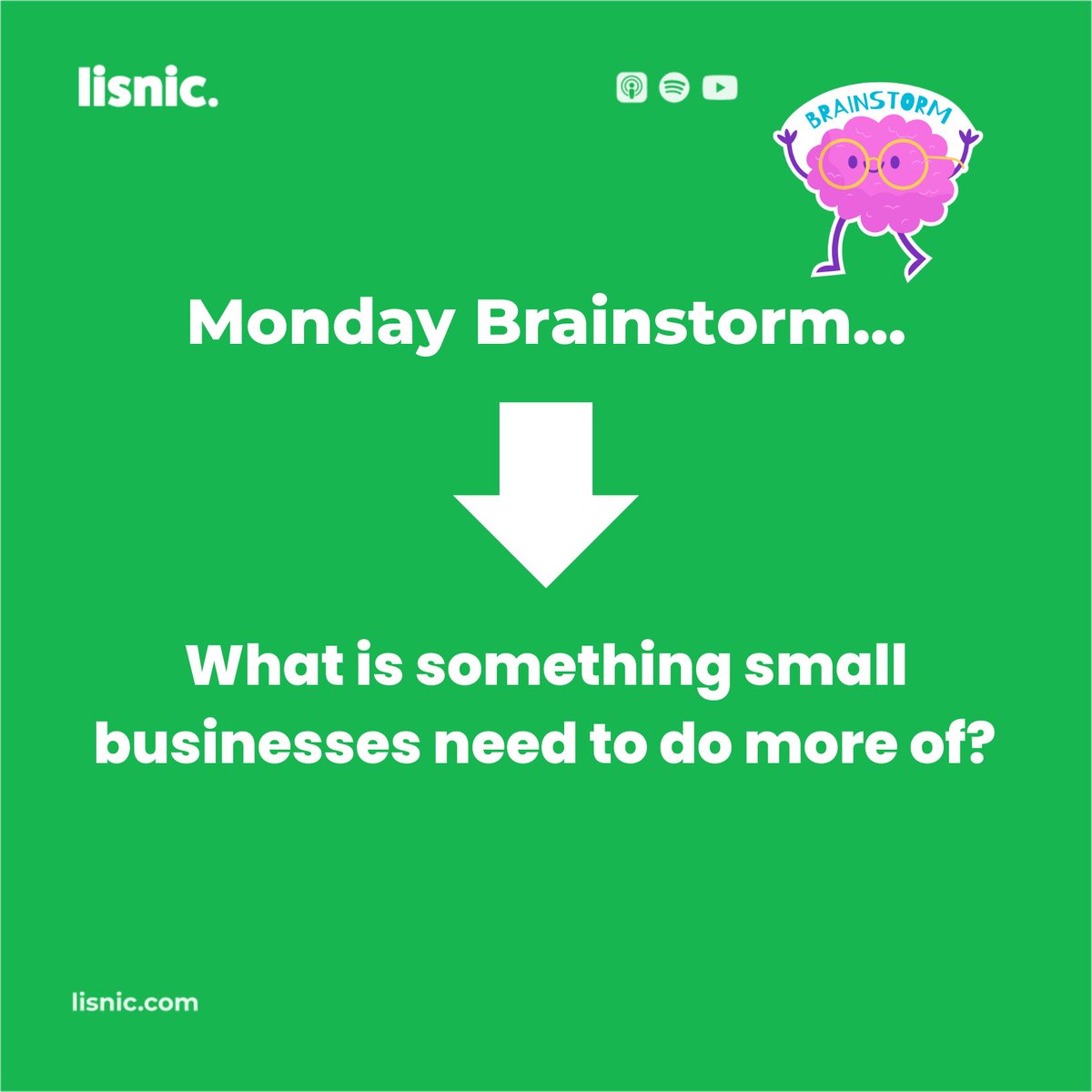 lisniclearning's tweet photo. It's always good to start your Monday with some brainstorming!

This week's question is: what do small businesses need to do more of?

We're excited to see your thoughts on this...

Follow #lisnic for more business insights. https://t.co/BWAam1oVZH