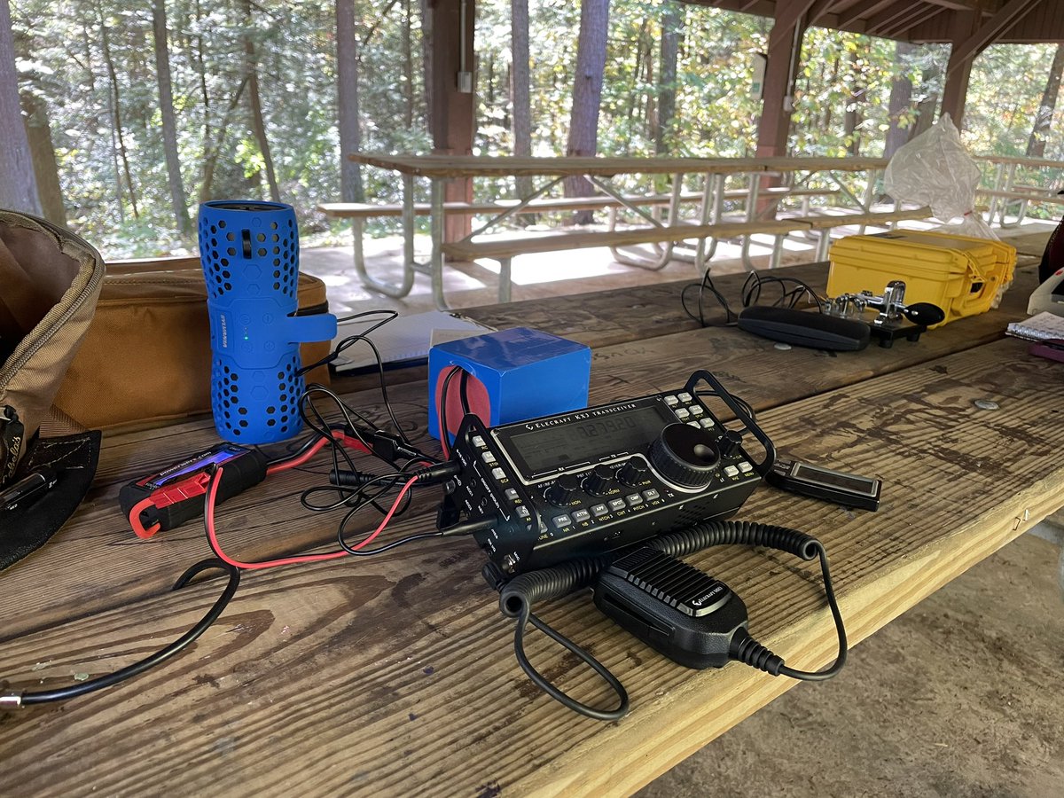 WC3EMILY's tweet photo. #PAQSOP #POTA Nearly last minute ham radio plans! Original site didn’t work so we went to a back up, realized neither of us checked what county it was, what the exchange was, or what time it ran to. Found a helpful op on SSB who looked up the info for us. https://t.co/yiLs3Wk3kV