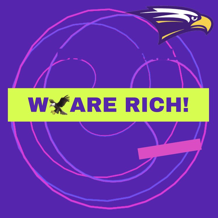LE_HOOPS's tweet photo. Week 4:  “W🦅 aRe Rich!”  Final week of our 4 week challenge… Simply put our Our families, our close friends, our school, our community, our administrators, our counselors, our Team Culture, makes us RICHardson!!! 💜💛 #thePurpleandGold #4weekchallenge https://t.co/E6D0FWsDD8