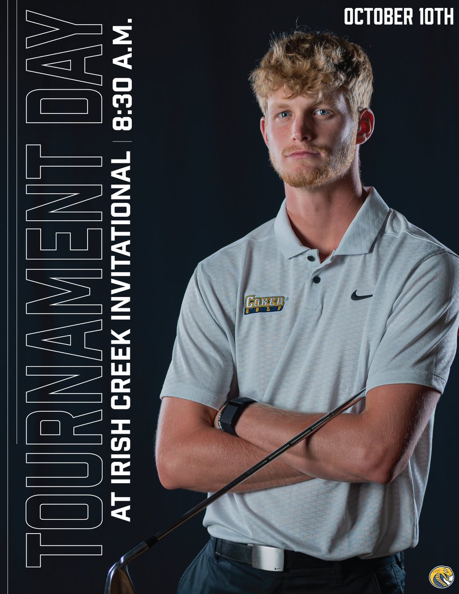 #CokerMGOLF | ⛳️ TOURNAMENT DAY ⛳️ 
<a href="/CokerGolf/">Coker University Golf</a>
 
🆚 Irish Creek Invitational
📍 The Club at Irish Creek | Kannapolis, N.C.
⏰ 8:30 AM
📊 bit.ly/3EqzA5v
#GoCobras #CokerPride