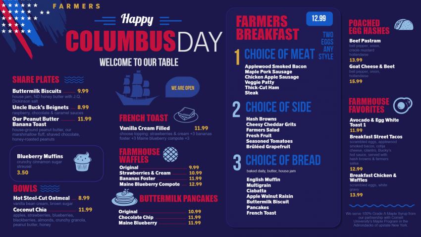 dsmenu's tweet image. Columbus Day #Menu #Design for #digitalsignage for #restaurants and #restaurantmarketing.Don&apos;t forget:bit.ly/3CegTPu