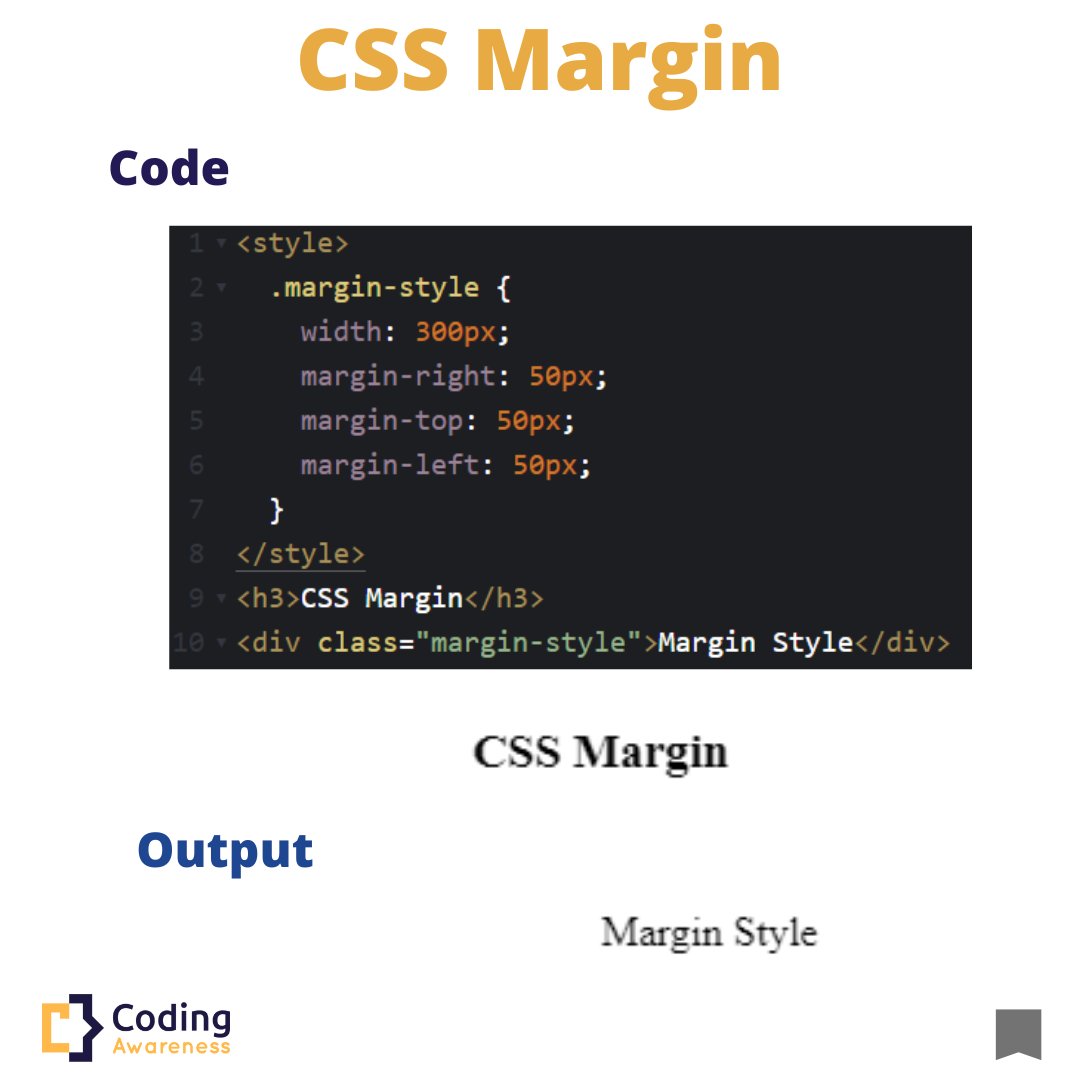 CodingAwareness's tweet image. CSS Margin style in web development.
#css #html #coding #webdevelopment