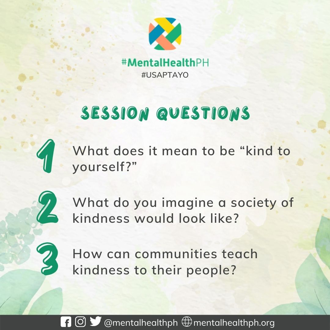 mentalhealthph's tweet photo. Today is #WorldMentalHealthDay. Let us #LiveKindly, start by being kind to ourselves.  

Tara, #UsapTayo mamayang 7-8 PM kasama ang #UsapKada! 

Read More: https://t.co/Ouo2Ve3t0b 

#MentalHealthPH #WMHD2022 https://t.co/S8Tf3vdT0m