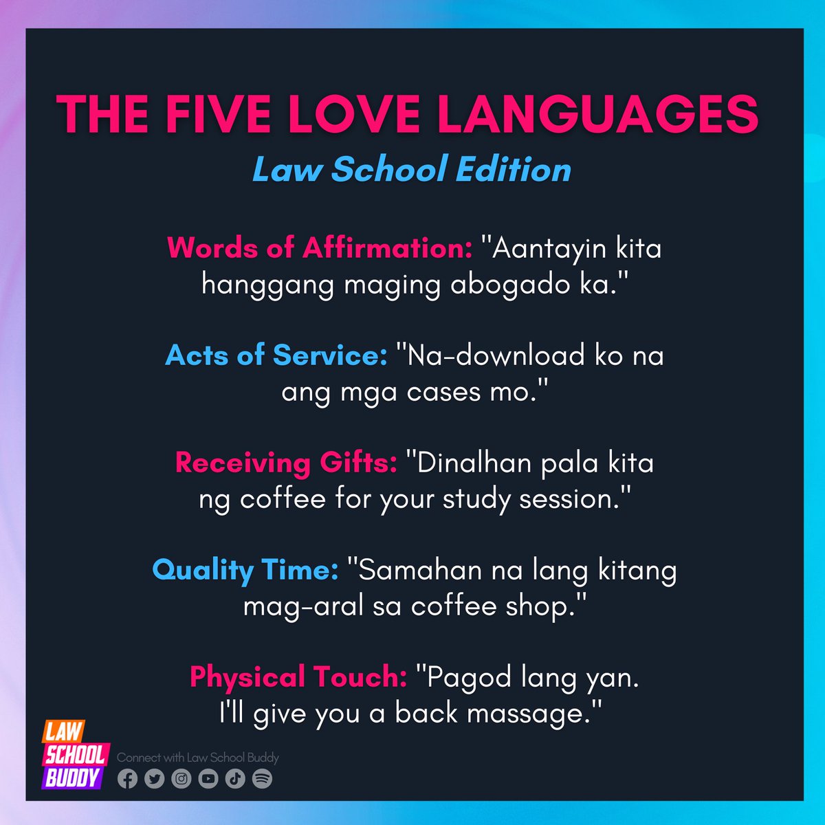 lawschool_buddy's tweet image. “Baba ka na. Dumating na ‘yung food panda.” 😊 #LoveLanguages #LawSchoolEdition