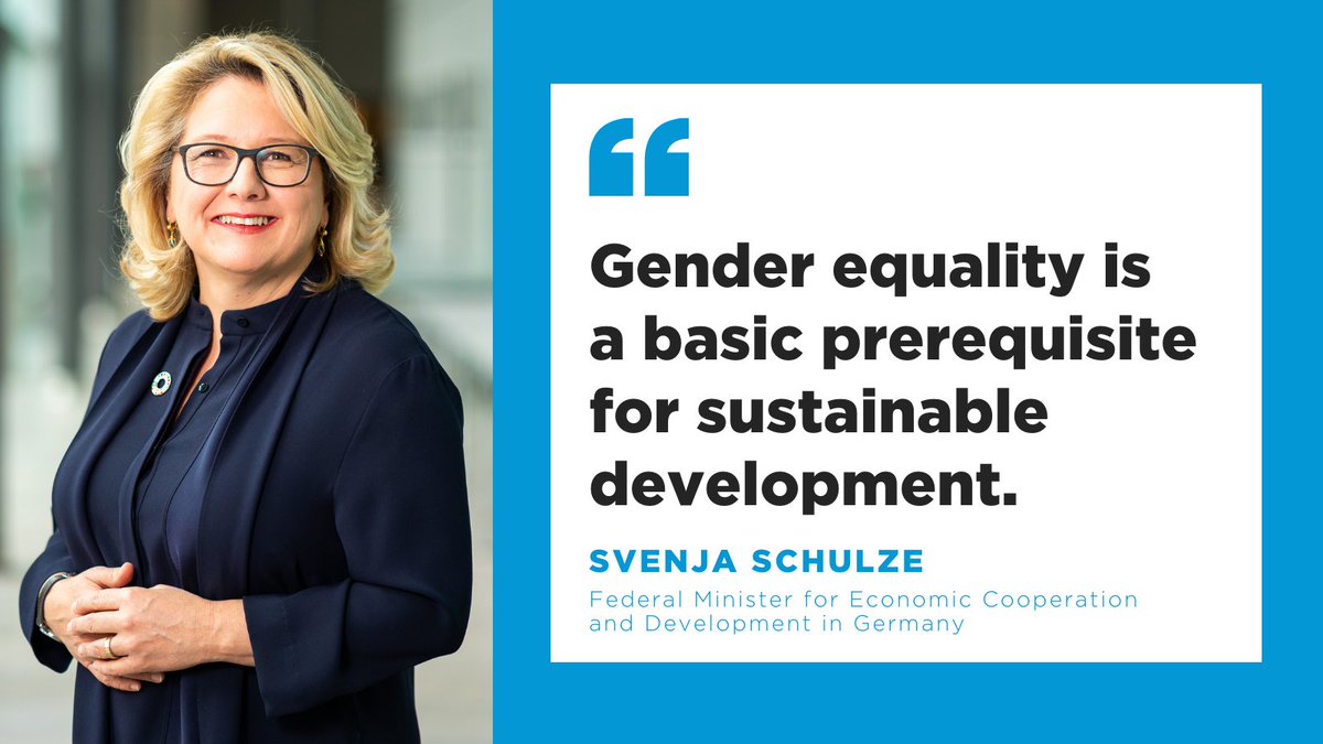 Thank you @SvenjaSchulze68 and @BMZ_Bund for your support to gender equality and for acknowledging that it's a goal no country can achieve alone. This is why we celebrate our strong partnerships and international alliances! #FundingGenderEquality @GermanyUN @GermanyDiplo