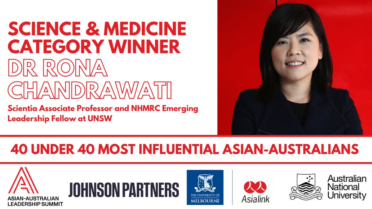 Asialink_au's tweet photo. #AusAsianLeadership | Congratulations to SCIENCE & MEDICINE Category WINNER for this year's 40 Under 40 Most Influential Asian Australian Awards - @ronachandrawati! 🎊️️#Science #Medicine #40Under40 #AsianAustralian
Find out more here! 👉 https://t.co/OjM53zas5S https://t.co/geuOhiDFB1