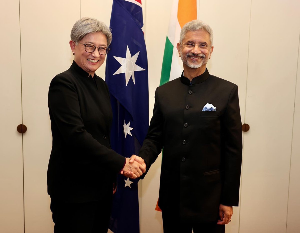 SenatorWong's tweet image. Very pleased to welcome my Indian counterpart and friend @DrSJaishankar to Australia for the Foreign Ministers&apos; Framework Dialogue today. 

For Australia, our partnership with India is critical to shaping the region we want - stable, prosperous and respectful of sovereignty.