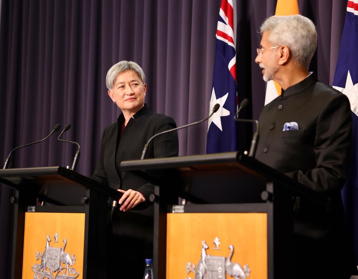SenatorWong's tweet image. Very pleased to welcome my Indian counterpart and friend @DrSJaishankar to Australia for the Foreign Ministers&apos; Framework Dialogue today. 

For Australia, our partnership with India is critical to shaping the region we want - stable, prosperous and respectful of sovereignty.