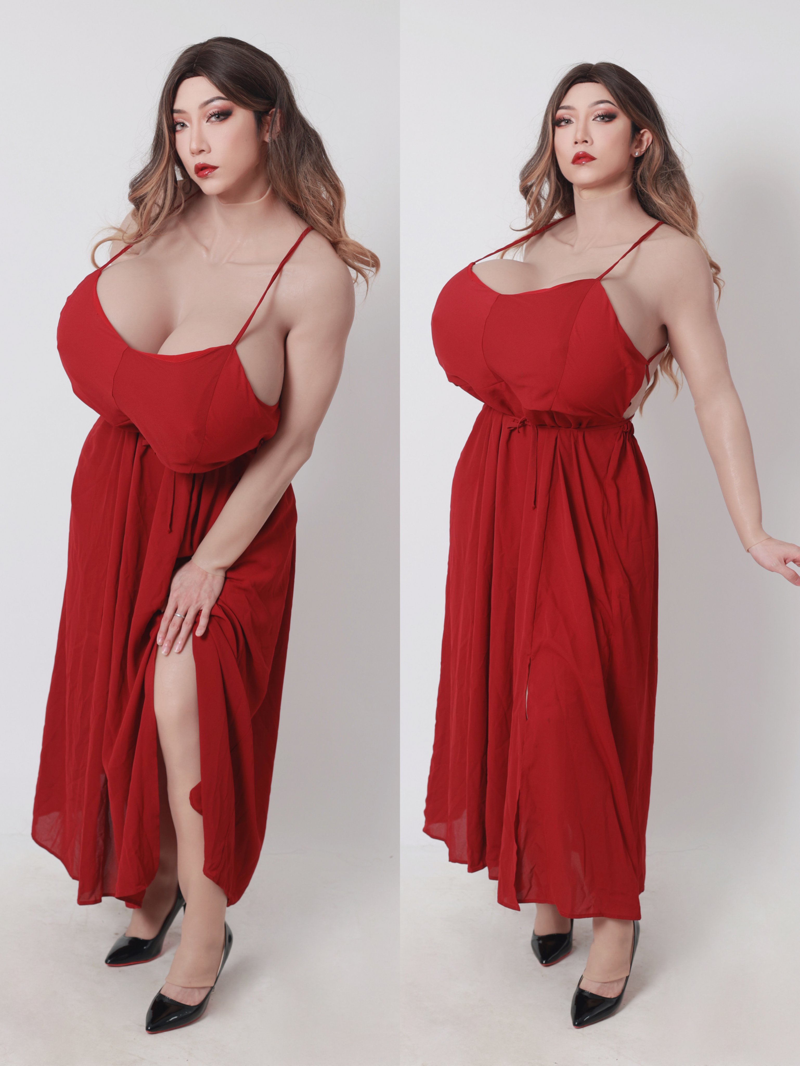 ROANYER on X: Bodysuit with a red dress, do you like this outfit