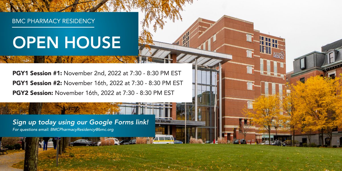 Last chance to sign up for our PGY-1 or PGY-2 #pharmRes virtual open. Be sure to sign up #TwitteRx! PGY1 open house: forms.gle/3k2zNjd2x7Uz1E… PGY2 open house: forms.gle/TWVSed8peuBG1W…