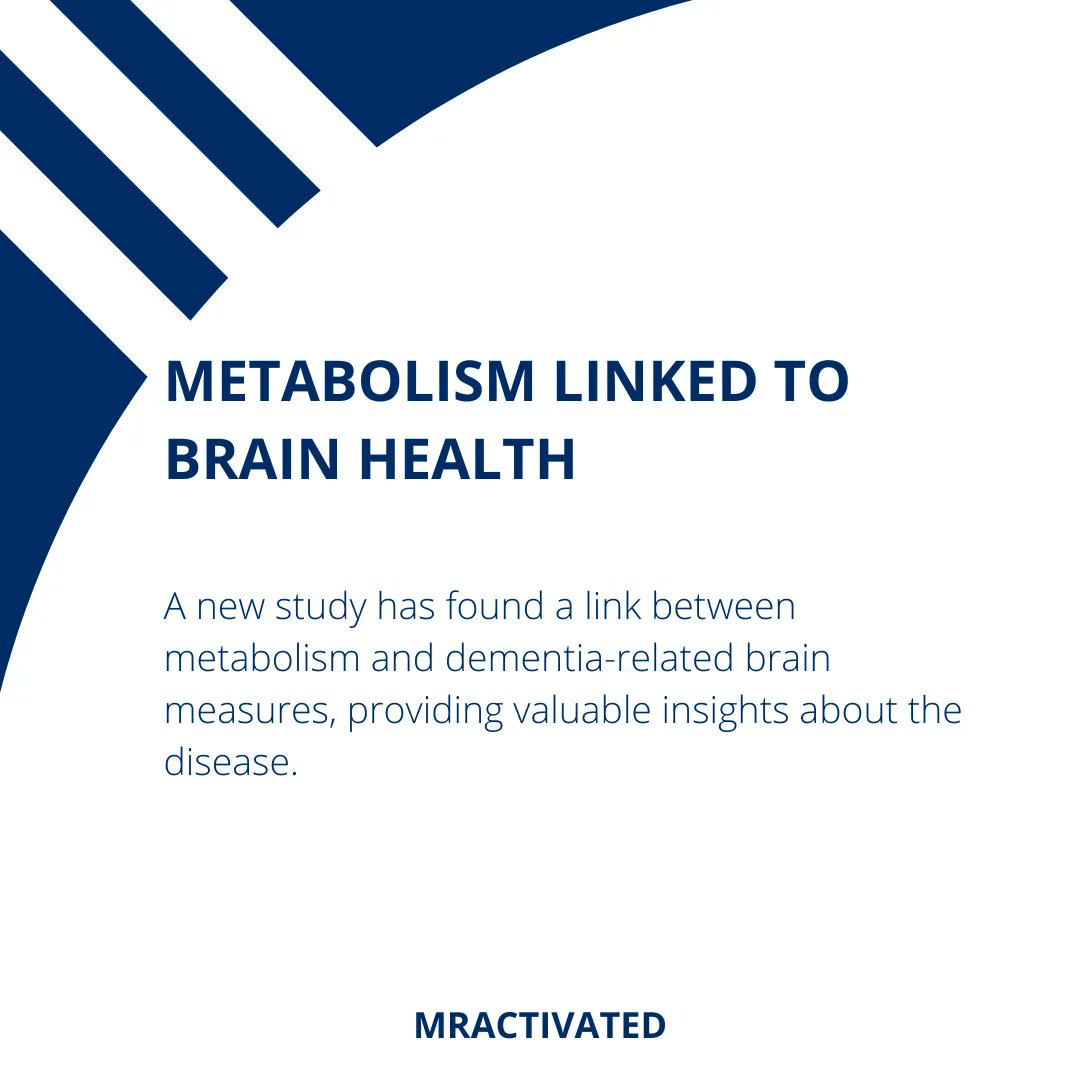 mractivated's tweet image. A new study has found a link between metabolism and dementia-related brain measures, providing valuable insights about the disease.

Article: sciencedaily.com/releases/2022/…

#mractivated #mractivatedpost #learnwithmractivated #learning #lesson #study #metabolism #brainhealth #brain