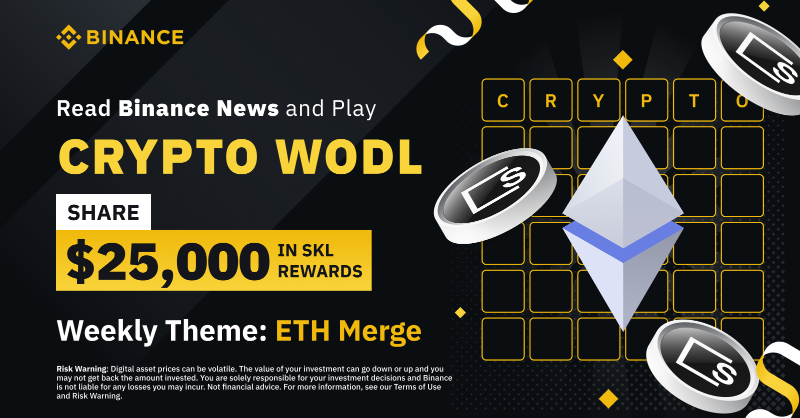 binance's tweet photo. Read #Binance News and play WODL to share $25,000 in $SKL token vouchers, with additional $5,000 in $SKL welcome gift for new users!
