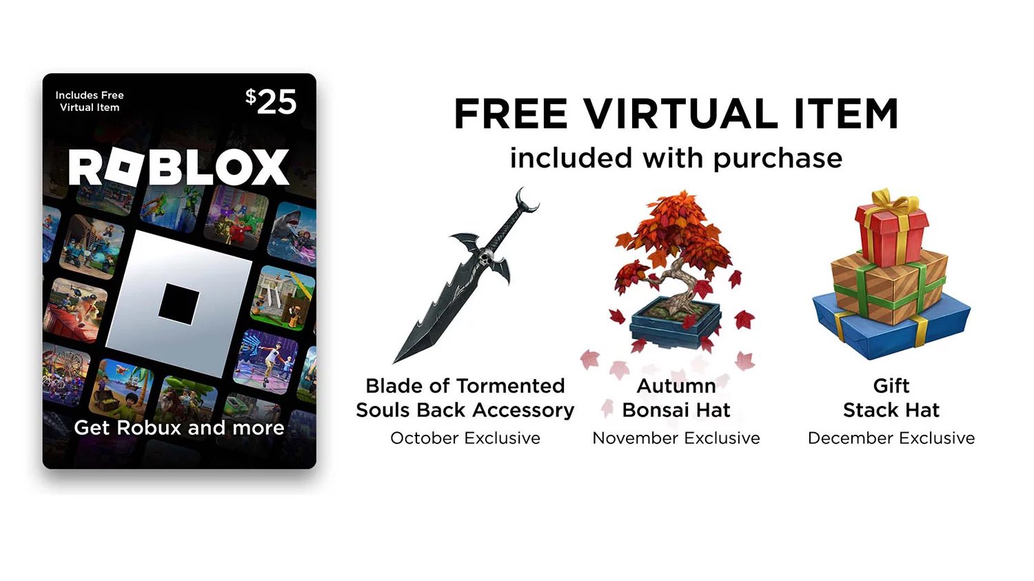 Lily on X: These are the new Sam's Club gift card code items for  Oct-Nov-Dec. The Bonsai tree has effects, I'll tweet the try-on when it's  avail #Roblox  / X