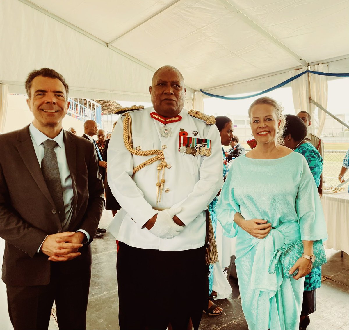 Happy #FijiDay to everyone who is lucky enough to call this beautiful island state home. Privileged to congratulate His Excellency @PresidentFiji Wiliame Katonivere together with Ambassador of France to Fiji @ambafrancefj this morning in #Lautoka.