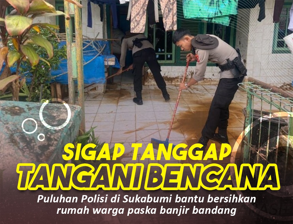 Puluhan polisi di sukabumi bantu bersikan rumah warga paska banjir badang
#HadirTanggapBencana
Polri Tolong Korban Bencana