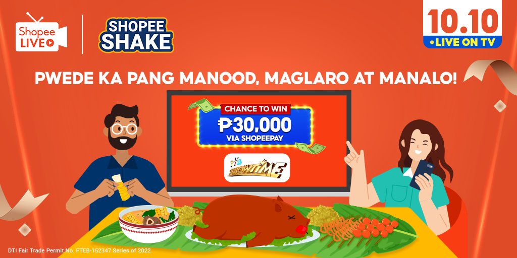 ShopeePH's tweet photo. Handa ka na bang MABUSOG sa papremyo ngayong #ShopeePH1010BrandsFestival?

Last chance mo nang manood, maglaro, at manalo ng up to ₱30,000 sa #ShopeeShake 👀

Set your reminders now! https://t.co/9thoKn81s4

#ShopeePH

DTI Fair Trade Permit No. FTEB-152347 Series of 2022 https://t.co/IxWxxVivDG
