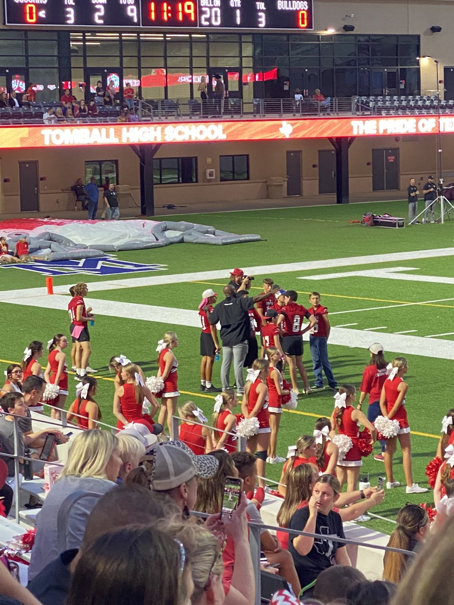 EmilyCourcier's tweet photo. Landon has such a great time in the sidelines of Friday’s night win against Waller! #dudeoftheweek @GLJH_Athletics @FootballTomball https://t.co/AuFB4X5BHZ