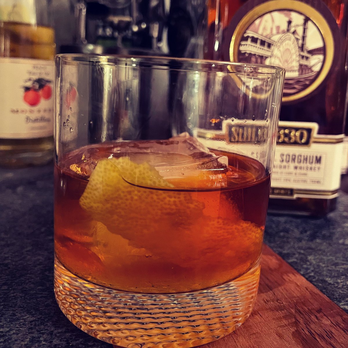 ScientistMcGee's tweet photo. One of the finer things in life… a sorghum whiskey old fashioned made with @still630 S.S. Sorghum whiskey. 

#sorghum #sorghumwhiskey #oldfashioned https://t.co/Q98BGNwmIX