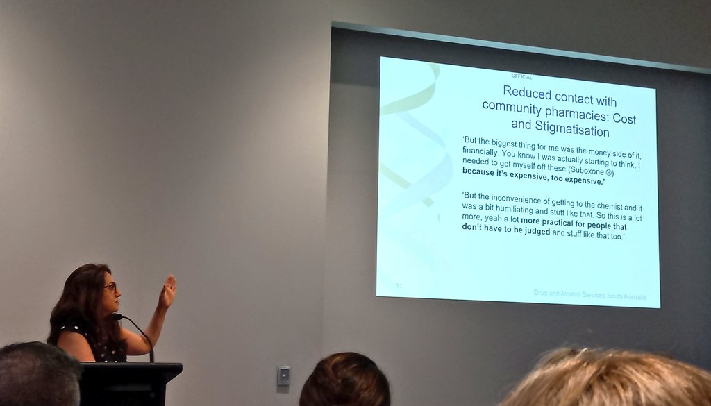 This is a big one #Pharmacists!
Some clients preferred long-acting injectable #buprenorphine tx because it allowed them to avoid the stigma they experience when dosing daily in community pharmacy - treatment modality aside we need to ensure *no one* experiences this! #APSAD22