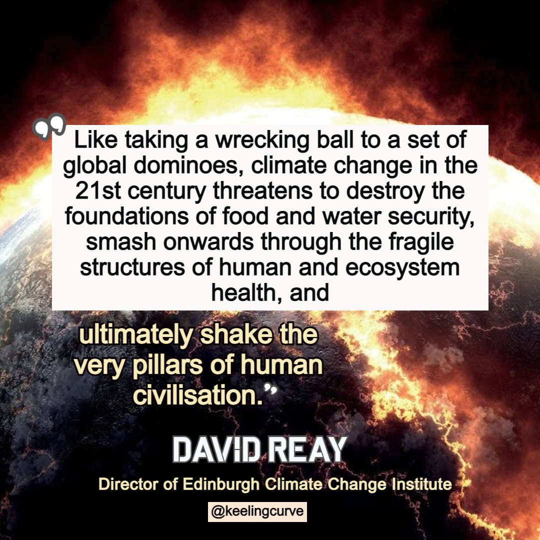 From Prof of Carbon Management & Education Uni of Edinburgh @keelingcurve David Reay

The words of the scientists should be running across the Chevrons of news stations instead of stock numbers but they aren't , so we run them. 
#ClimateEmergency #ClimateCollapse