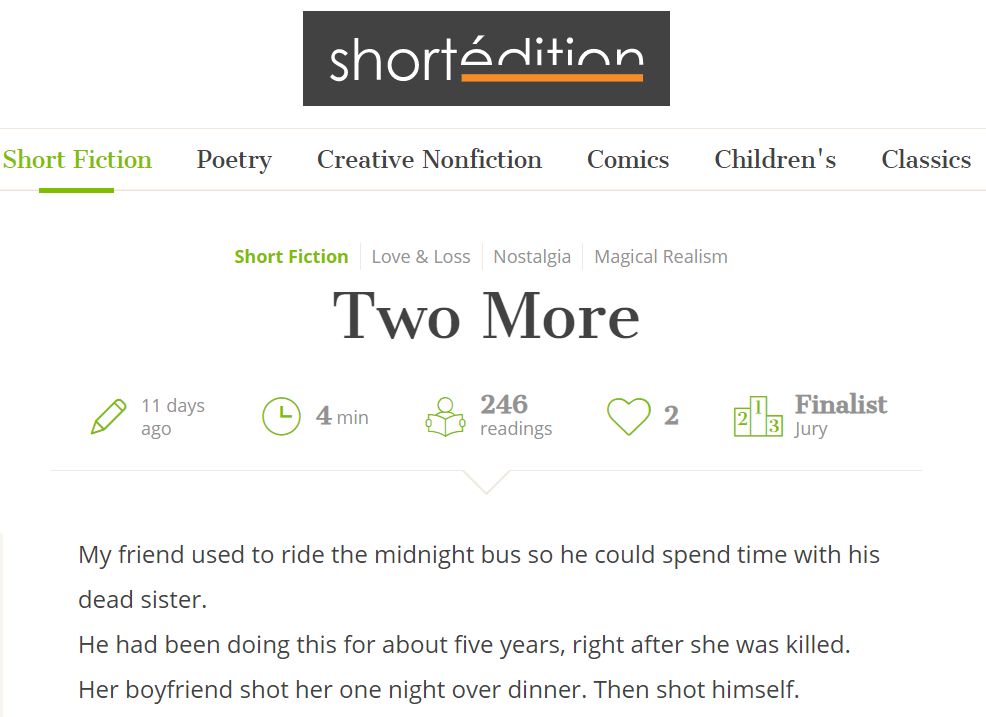 🥳Cheering for 2nd-year student <a href="/ben_m_briggs/">Ben Briggs</a>  whose story "Two More" is the finalist for BART's inaugural short story contest. His story, along with others, can be found in select kiosk locations at various BART stops around the Bay Area.
Read it here 👇
short-edition.com/en/story/short…