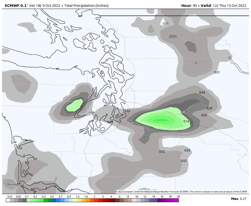 SeattleWXGuy's tweet photo. I expect 100's of storm chasers to converge just south of/on I-90/Annette Lake/Chester Morse Lake reservoir on Monday evening for the event of the millennium here in the PNW as several hundredths of an inch of rain look likely to fall. #wawx #ConvergenceZone https://t.co/5CFiIl6HDB