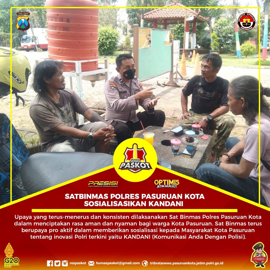 PolsekKraton's tweet photo. Sat Binmas Polres Pasuruan Kota Sosialisasikan KANDANI (Komunikasi Anda Dengan Polisi)

#jogopaskot 
#paskot #polripresisi #polri #optimisjatimbangkit https://t.co/LgDK9TAdNS