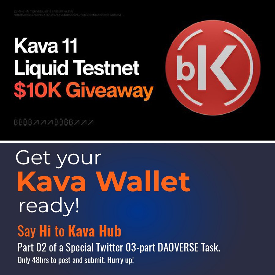 2nd Round of the Invitational Kava Hub Task is on. Get yout Twitter gear ready for this special 03-part task. Hurry up! For more details click on the link community.daolabs.com/task/get-your-… @kava_platform @cosmos @TheDAOLabs #KavaHub #DAOVERSE $LABOR #SocialMining #ILO